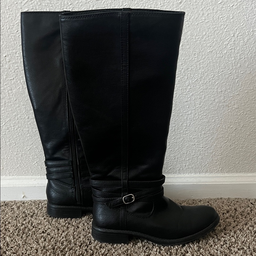 Lauren Conrad Black Leather Knee-High Boots